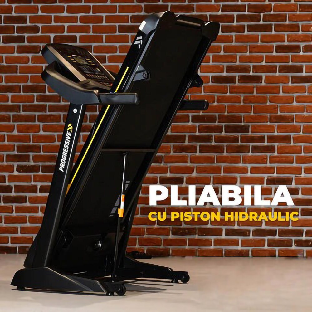 Banda de alergat PROGRESSIVE Run3500, viteza maxima 18 km/h, greutate suportata 130 kg, gri-negru