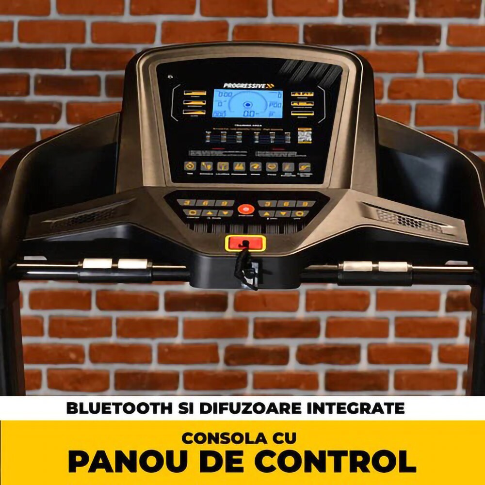 Banda de alergat PROGRESSIVE Run3500, viteza maxima 18 km/h, greutate suportata 130 kg, gri-negru