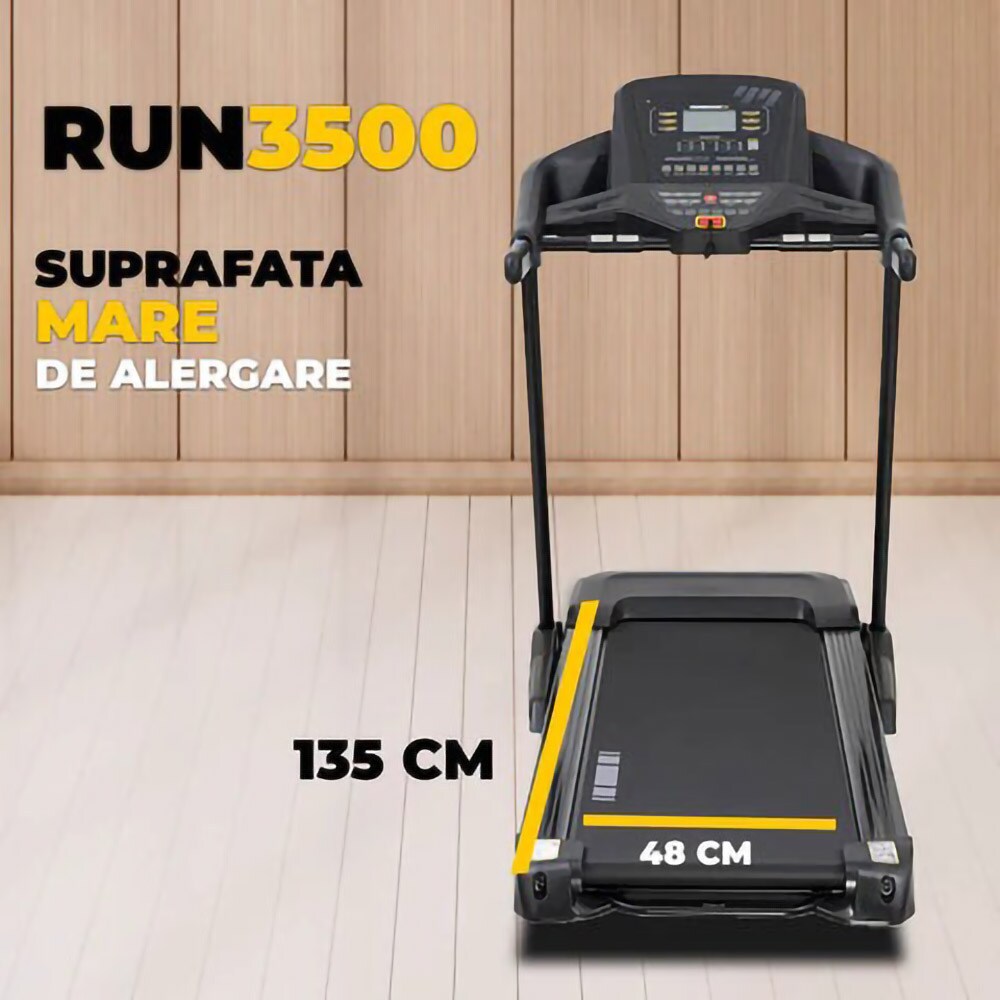 Banda de alergat PROGRESSIVE Run3500, viteza maxima 18 km/h, greutate suportata 130 kg, gri-negru