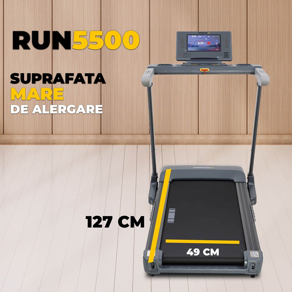 Banda de alergat PROGRESSIVE Run5500, viteza maxima 18 km/h, greutate suportata 130 kg, gri-negru