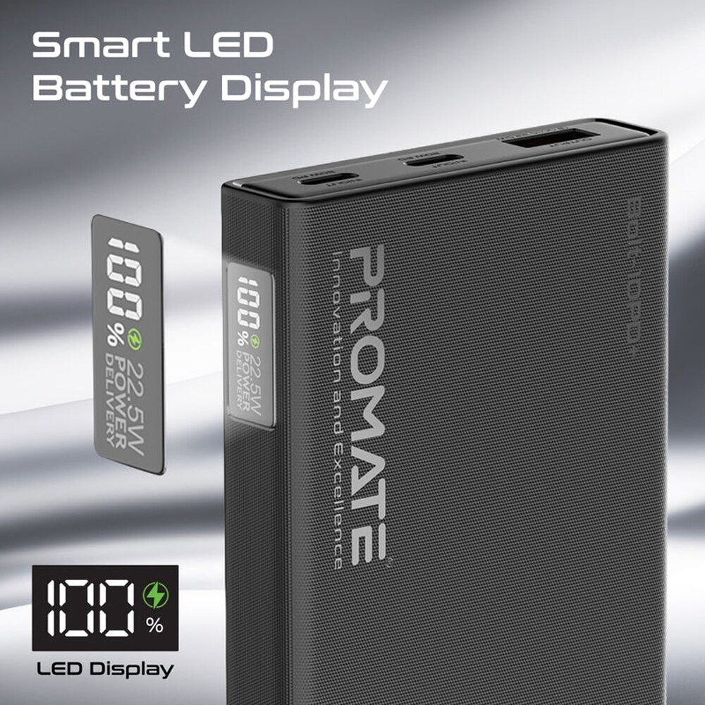 Baterie externa PROMATE Bolt-10PD+, 10000mAh, 2x USB-C, 1x USB-A, negru
