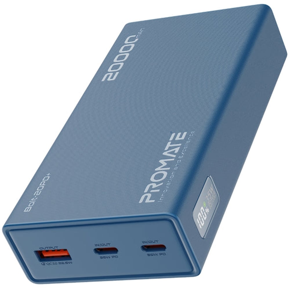 Baterie externa PROMATE Bolt-20PD+, 20000mAh, 2x USB-C, 1x USB-A, albastru