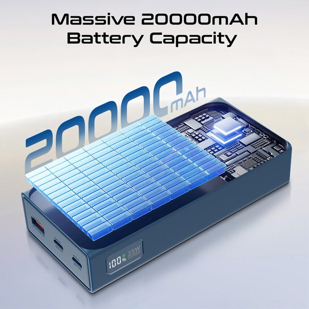 Baterie externa PROMATE Bolt-20PD+, 20000mAh, 2x USB-C, 1x USB-A, albastru