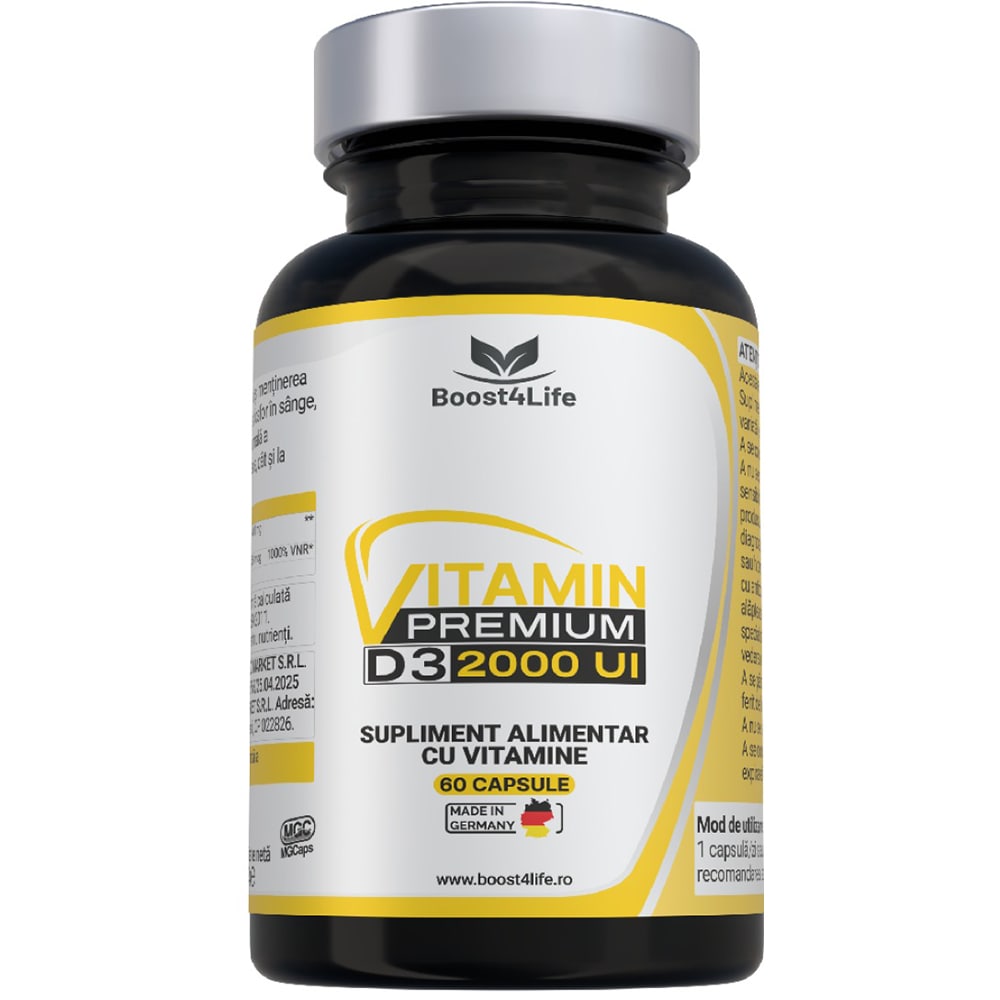 Supliment Vitamina D3 Premium 2000 UI, 60 capsule, BOOST4LIFE