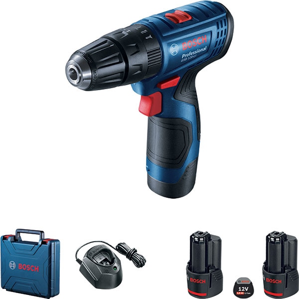 Masina de gaurit si insurubat (bormasina) cu percutie BOSCH Professional GSB 120-Li 06019G8100, 12V, 1300RPM, 2 acumulatori 2Ah, valiza transport
