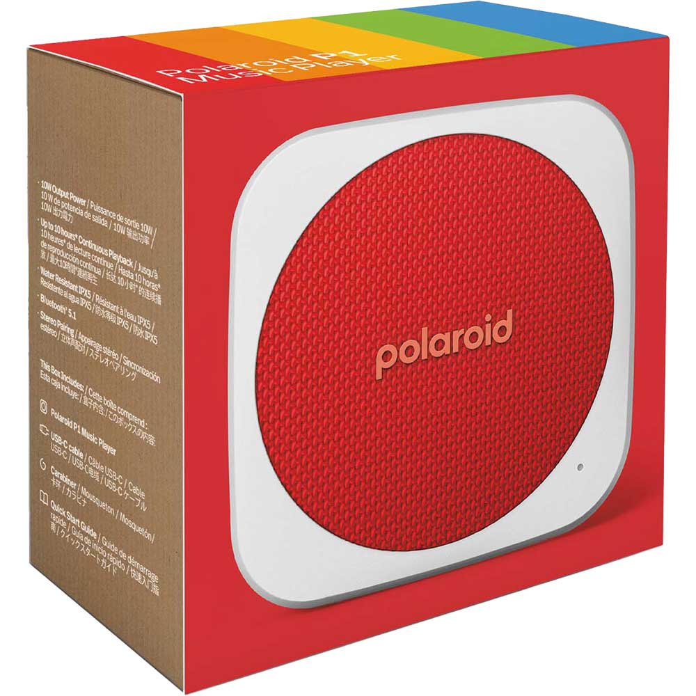 Boxa portabila POLAROID P1, Bluetooth, IPX5, rosu-alb