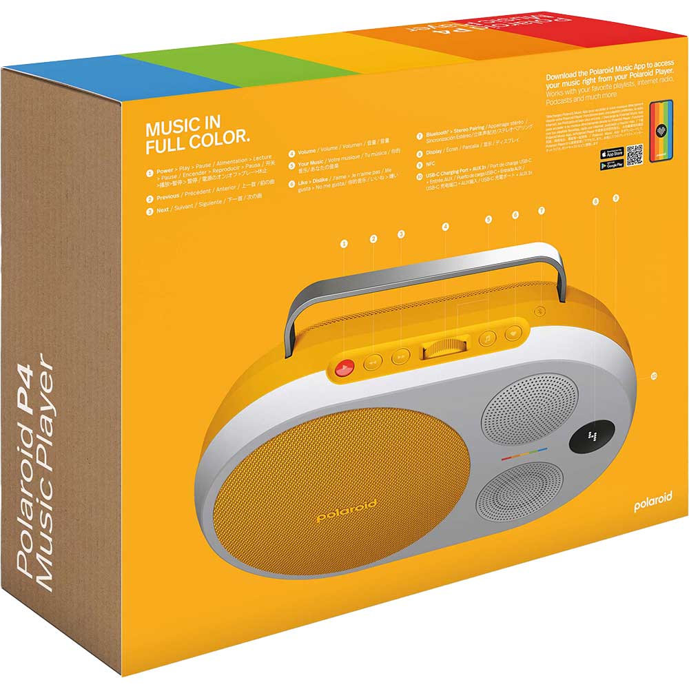 Boxa portabila POLAROID P4, 60W, Bluetooth, galben-alb