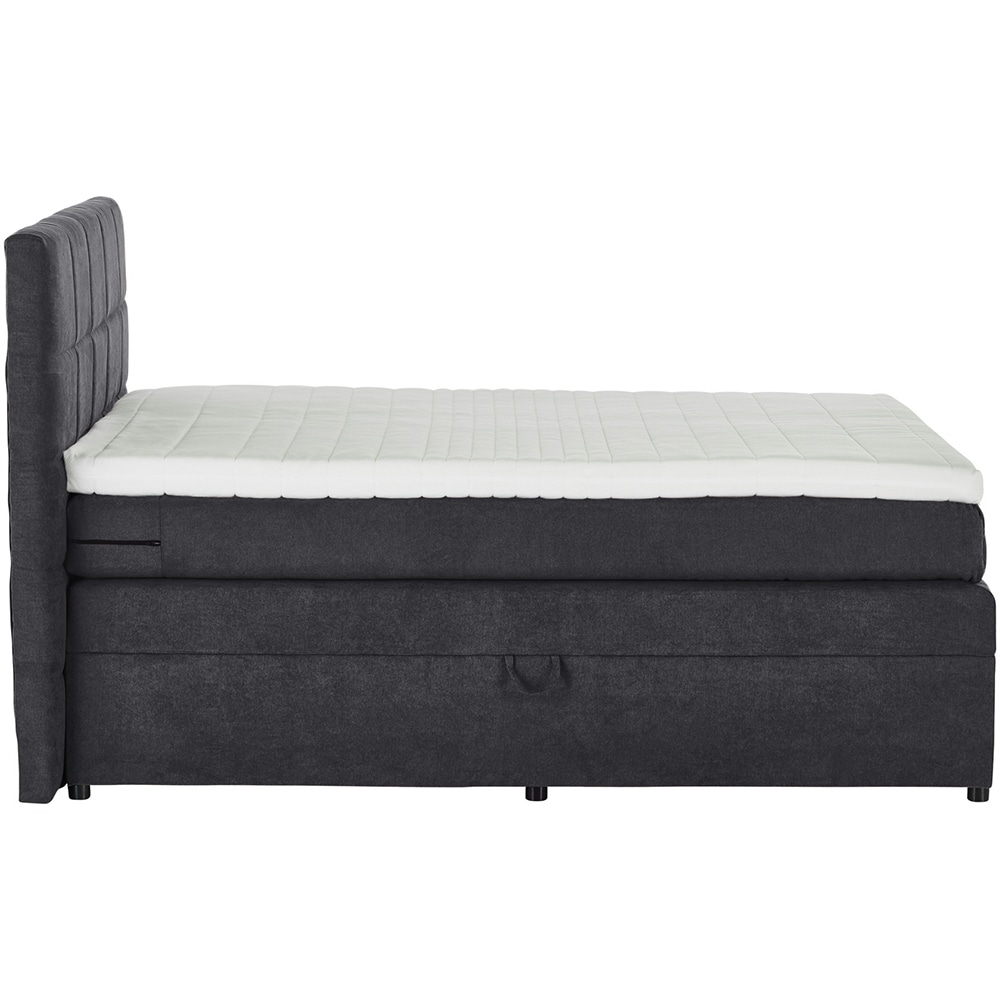 Pat tapitat Gibson, saltea, lada depozitare, 140 x 200 cm, gri inchis