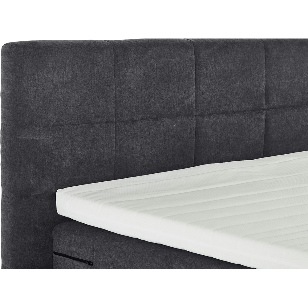 Pat tapitat Gibson, saltea, lada depozitare, 140 x 200 cm, gri inchis