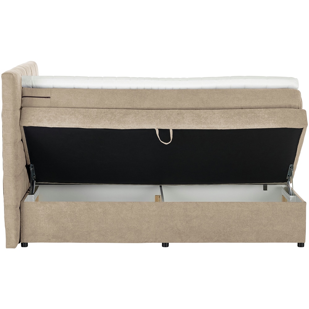 Pat tapitat Gibson, saltea, lada depozitare, 140 x 200 cm, bej