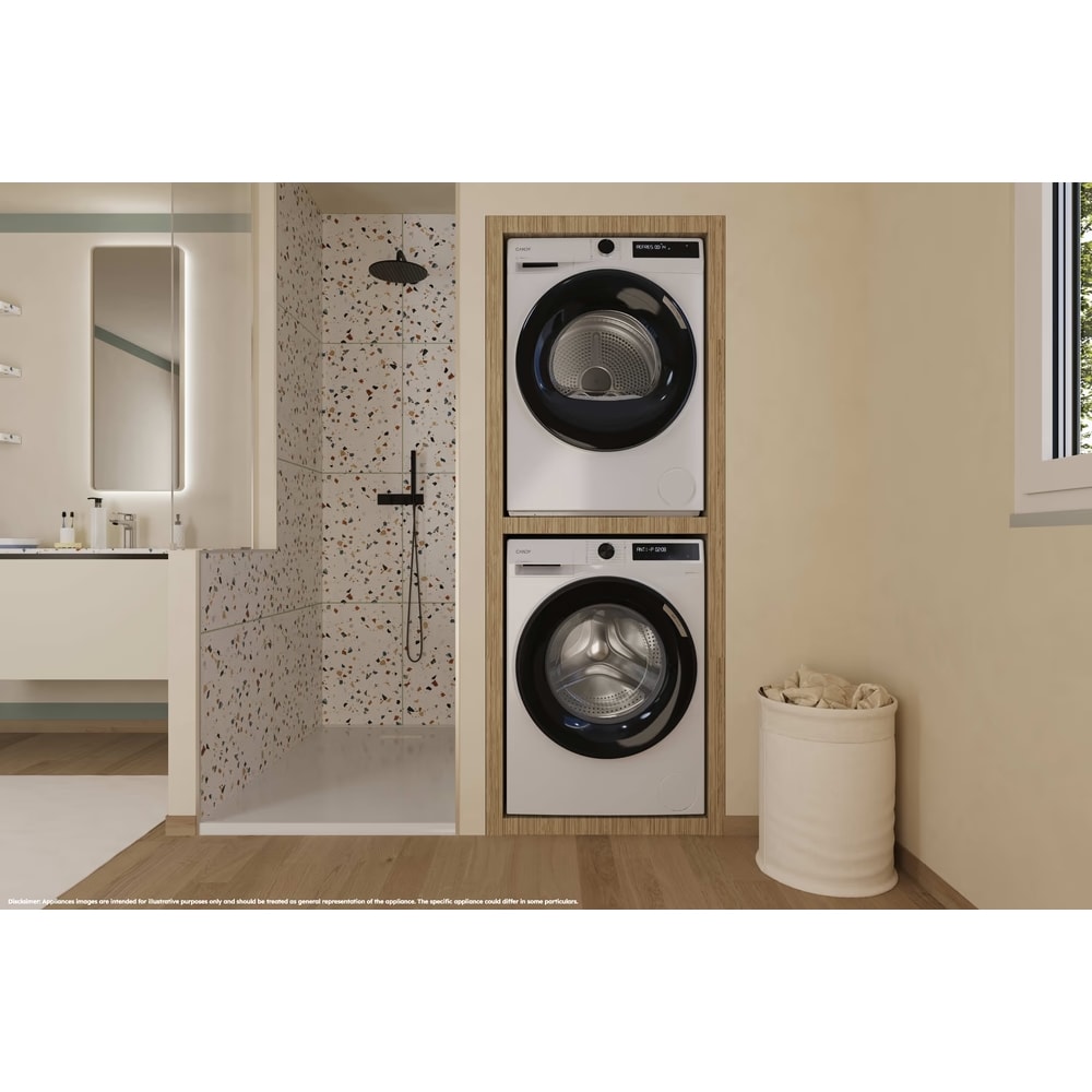 Uscator de rufe CANDY BR 9N2BX-S, Pompa de caldura, 9 kg, 15 programe, Clasa D, Wi-Fi, alb