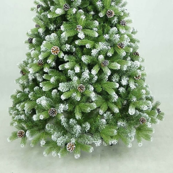 Brad artificial cu varfuri ninse si conuri BRAZIDELUX Premium, 300 cm, verde-alb