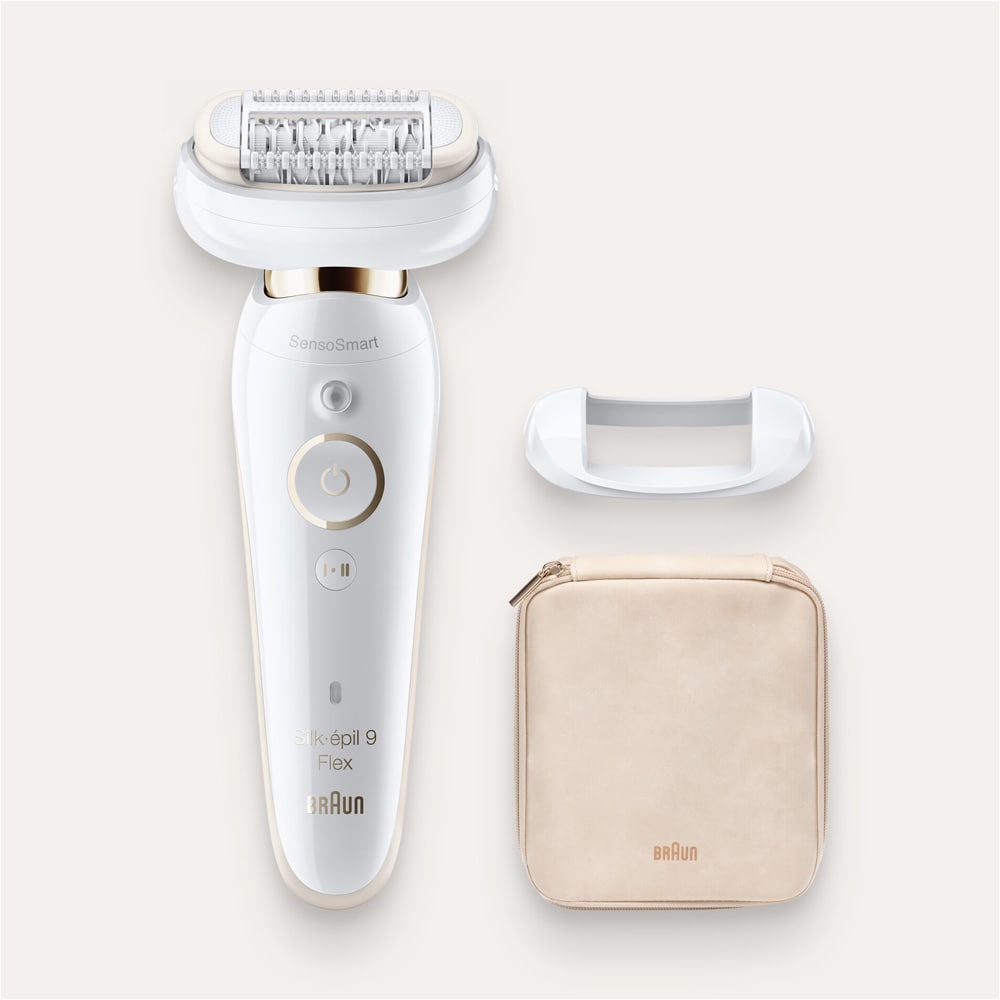 Epilator BRAUN Silk-epil 9 Flex 9001, 40 pensete, 2 viteze, Wet&Dry, SensoSmart, MicroGrip, acumulator, alb