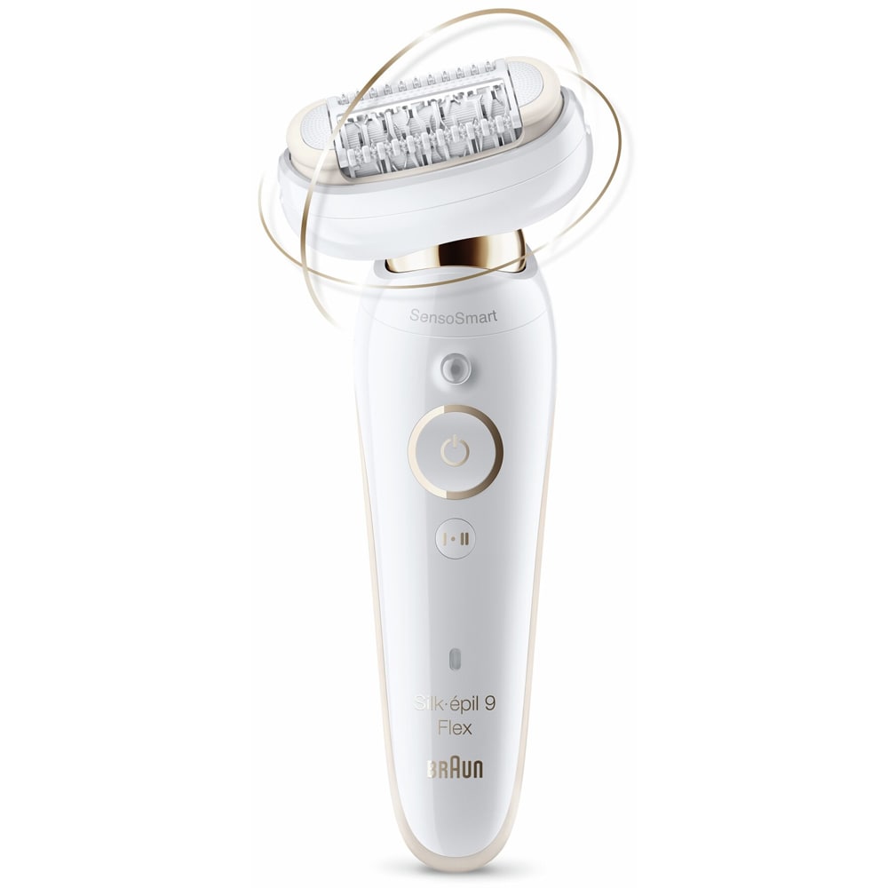 Epilator BRAUN Silk-epil 9 Flex 9001, 40 pensete, 2 viteze, Wet&Dry, SensoSmart, MicroGrip, acumulator, alb