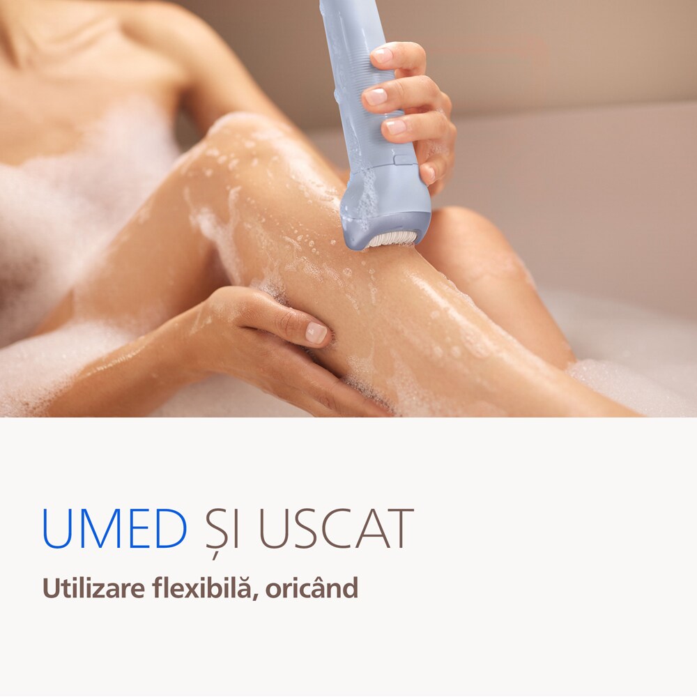 Epilator PHILIPS Seria 8000 BRE708/00, 32 pensete, 2 viteze, 2 accesorii, acumulator, mov