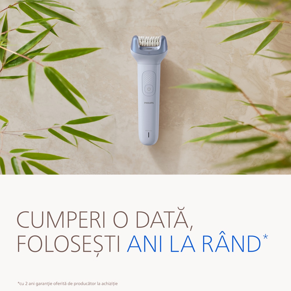 Epilator PHILIPS Series 8000 BRE711/00, 32 pensete, 2 viteze, 5 accesorii, acumulator, mov