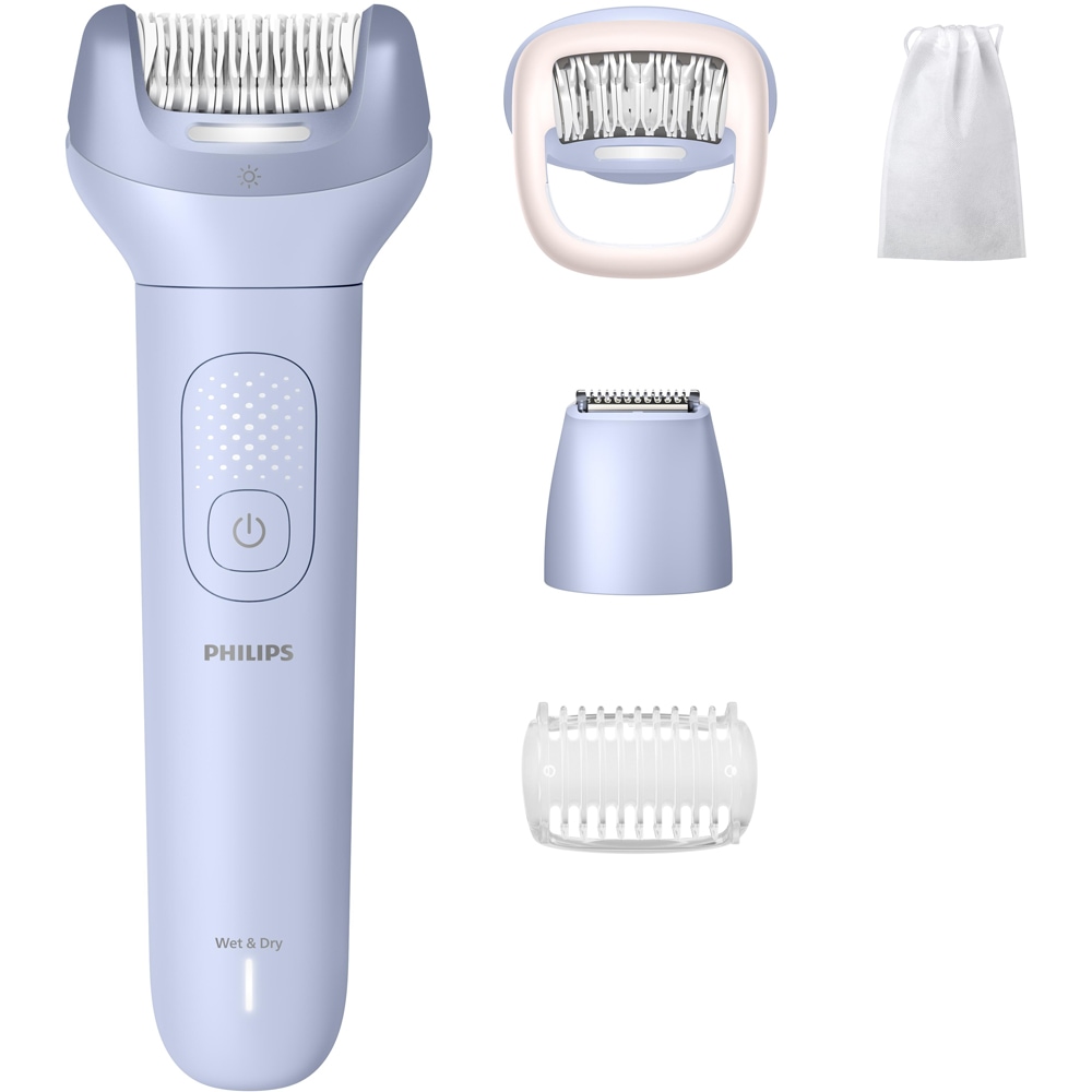 Epilator PHILIPS Series 8000 BRE711/00, 32 pensete, 2 viteze, 5 accesorii, acumulator, mov
