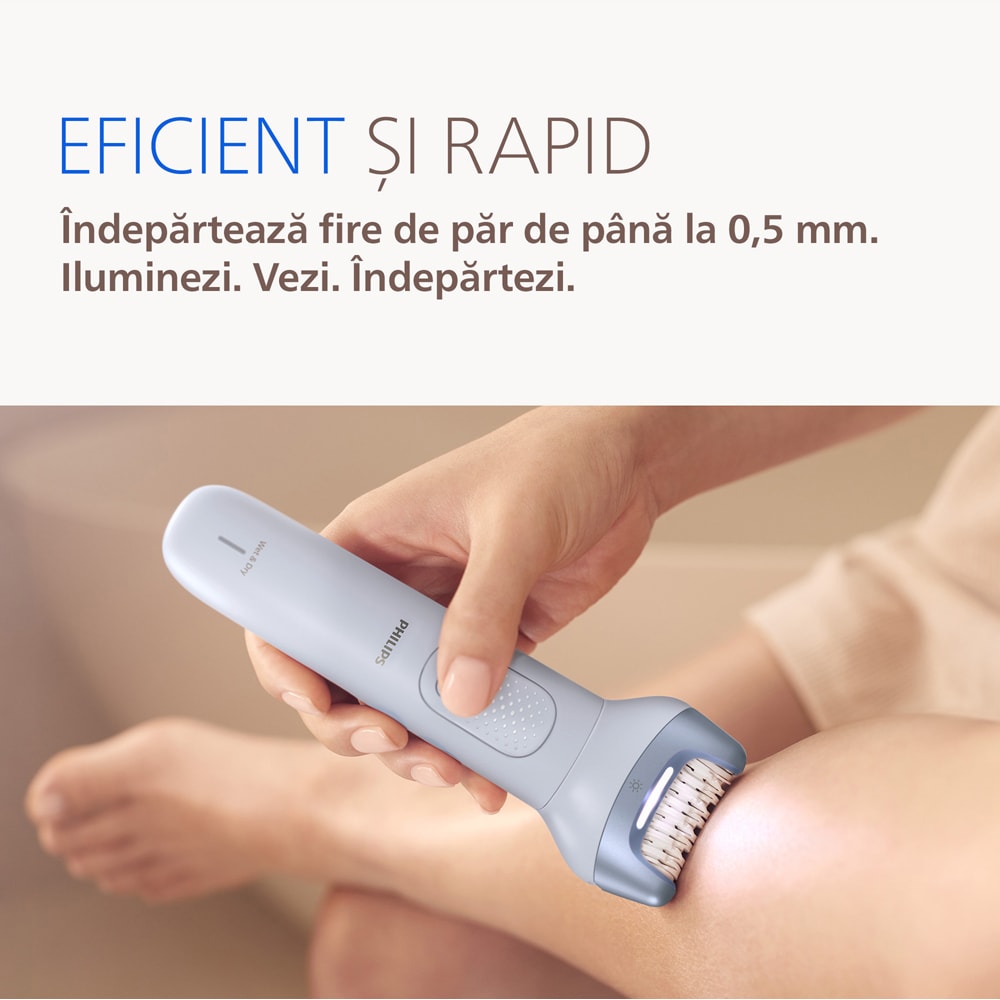 Epilator PHILIPS Series 8000 BRE711/00, 32 pensete, 2 viteze, 5 accesorii, acumulator, mov