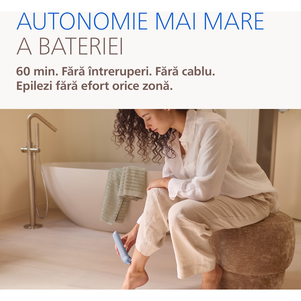 Epilator PHILIPS Series 8000 BRE711/00, 32 pensete, 2 viteze, 5 accesorii, acumulator, mov