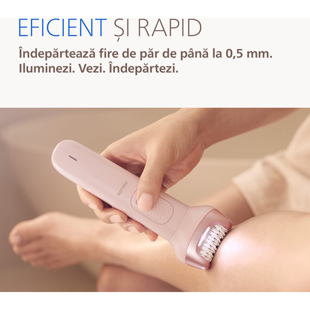 Epilator PHILIPS Series 9000 BRE719/00, 32 pensete, 2 viteze, 8 accesorii, acumulator, roz