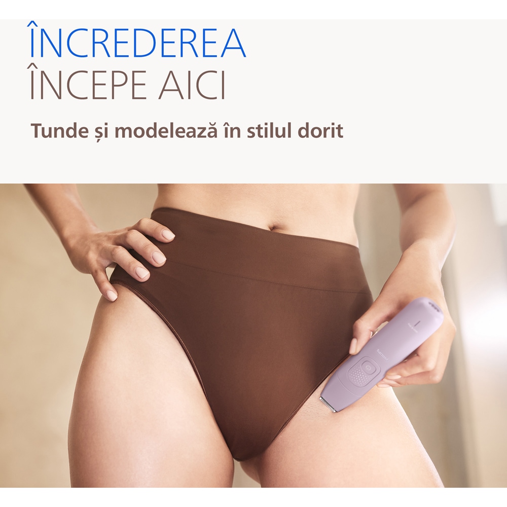 Epilator PHILIPS Seria 9000 BRE728/00, 32 pensete, 2 viteze, 8 accesorii, acumulator, mov