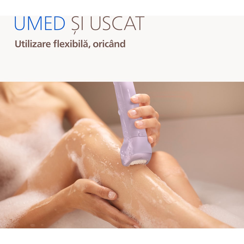 Epilator PHILIPS Seria 9000 BRE728/00, 32 pensete, 2 viteze, 8 accesorii, acumulator, mov