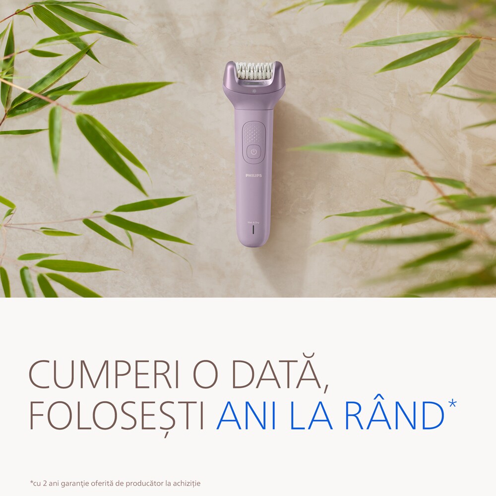 Epilator PHILIPS Seria 9000 BRE728/00, 32 pensete, 2 viteze, 8 accesorii, acumulator, mov