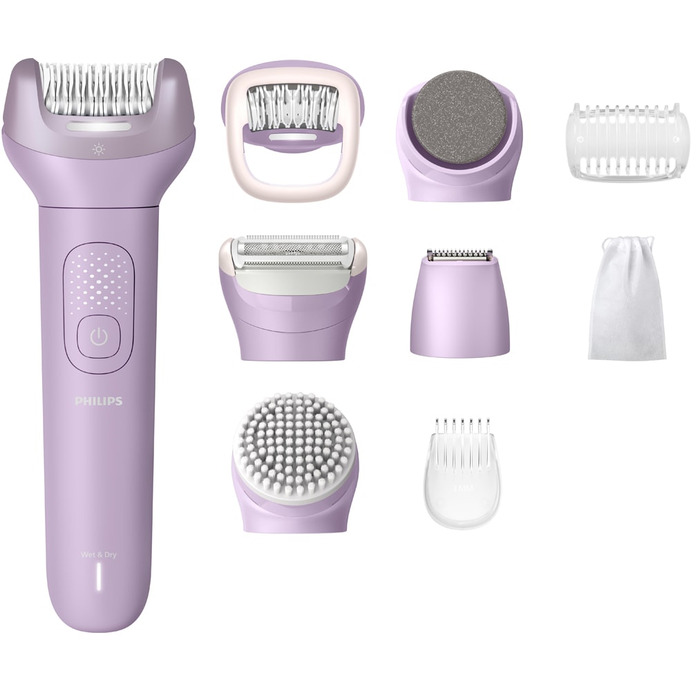 Epilator PHILIPS Seria 9000 BRE728/00, 32 pensete, 2 viteze, 8 accesorii, acumulator, mov