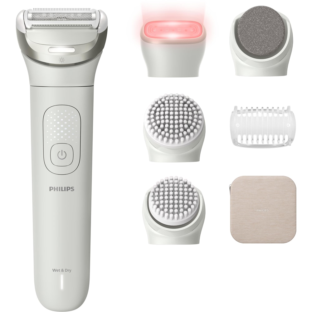 Aparat de ras pentru femei PHILIPS Seria 9900 BRE748/00, 2 viteze, 7 accesorii, acumulator, gri
