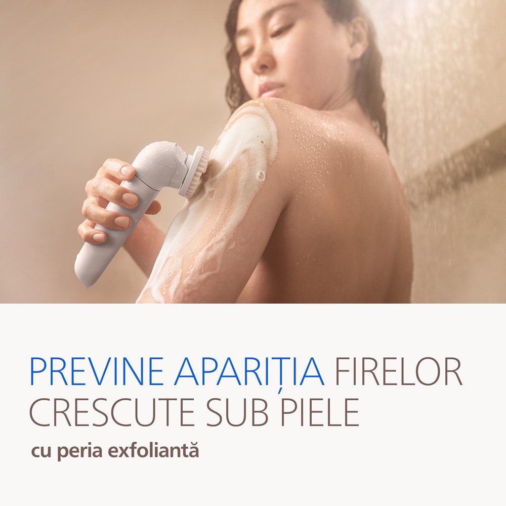 Epilator PHILIPS Seria 9900 BRE750/00, 32 pensete, 2 viteze, 10 acesorii, acumulator, gri