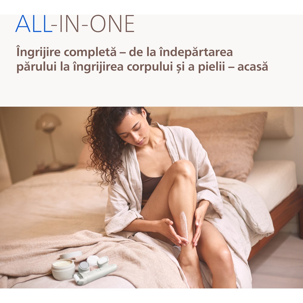 Epilator PHILIPS Seria 9900 BRE750/00, 32 pensete, 2 viteze, 10 acesorii, acumulator, gri
