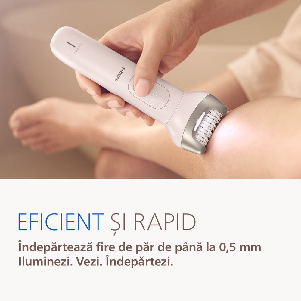 Epilator PHILIPS Seria 9900 BRE750/00, 32 pensete, 2 viteze, 10 acesorii, acumulator, gri