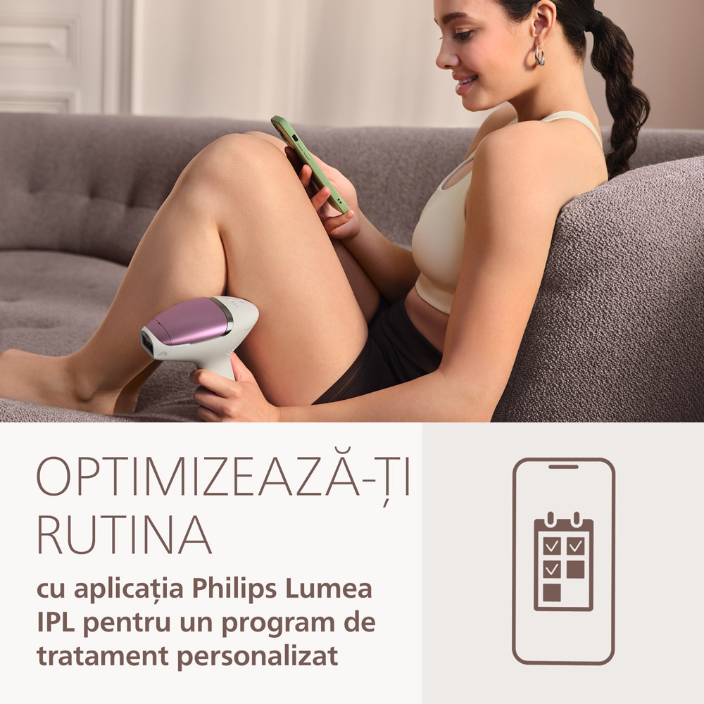 Epilator IPL PHILIPS Lumea 8000 BRI934/00, 500.000 de impulsuri, 2 accesorii, roz