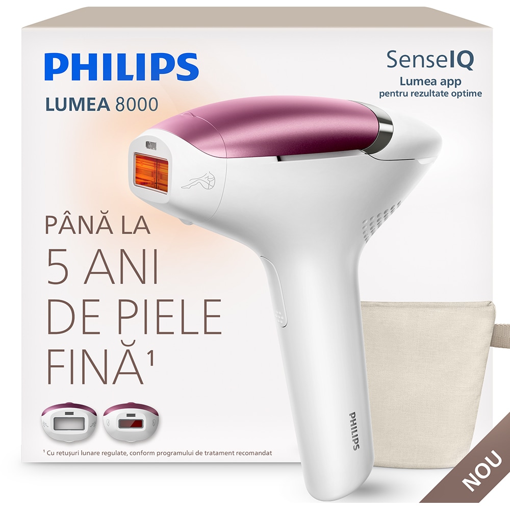 Epilator IPL PHILIPS Lumea 8000 BRI934/00, 500.000 de impulsuri, 2 accesorii, roz