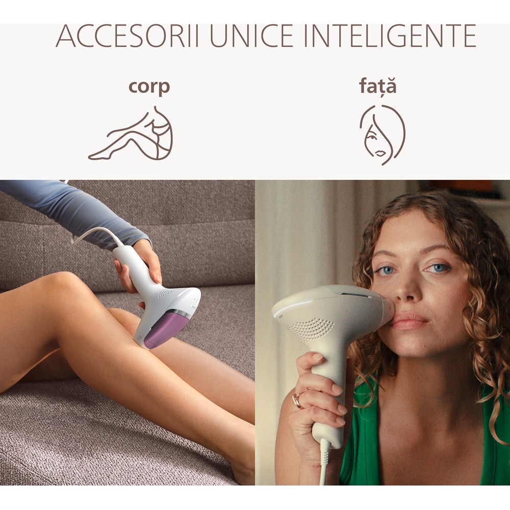 Epilator IPL PHILIPS Lumea 8000 BRI934/00, 500.000 de impulsuri, 2 accesorii, roz