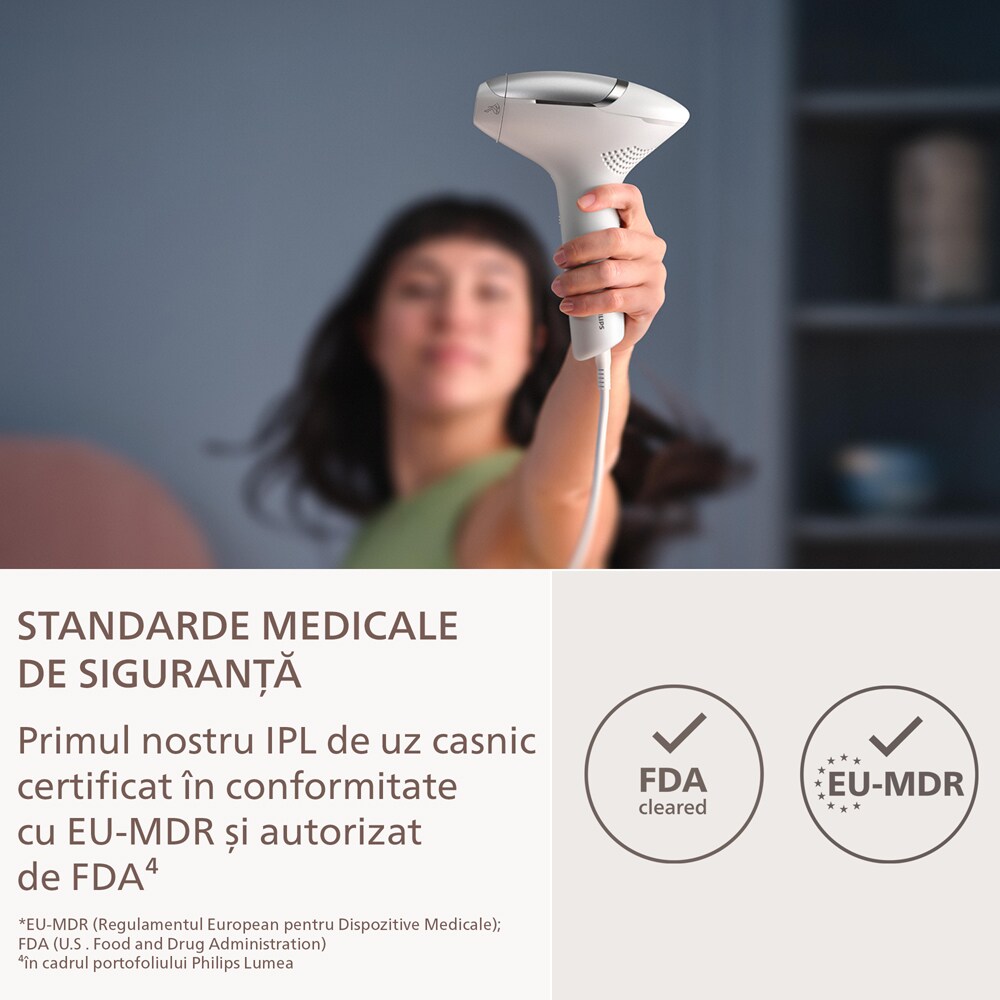 Epilator IPL PHILIPS Lumea 9000 BRI936/00, 500.000 de impulsuri, 3 accesorii, alb