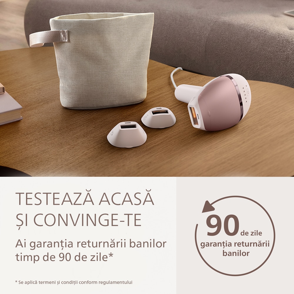 Epilator IPL PHILIPS Lumea Seria 9000 BRI938/00, 500.000 de impulsuri, 3 accesorii, roz