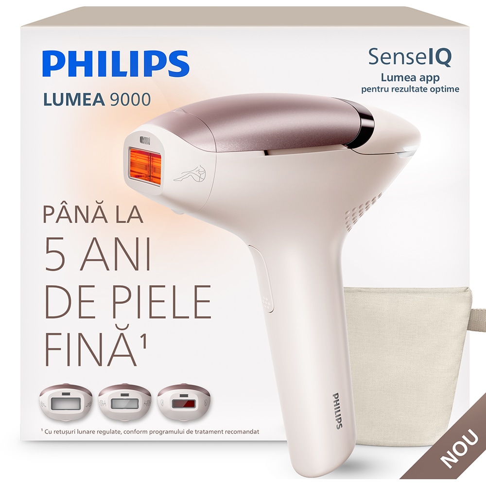 Epilator IPL PHILIPS Lumea Seria 9000 BRI938/00, 500.000 de impulsuri, 3 accesorii, roz