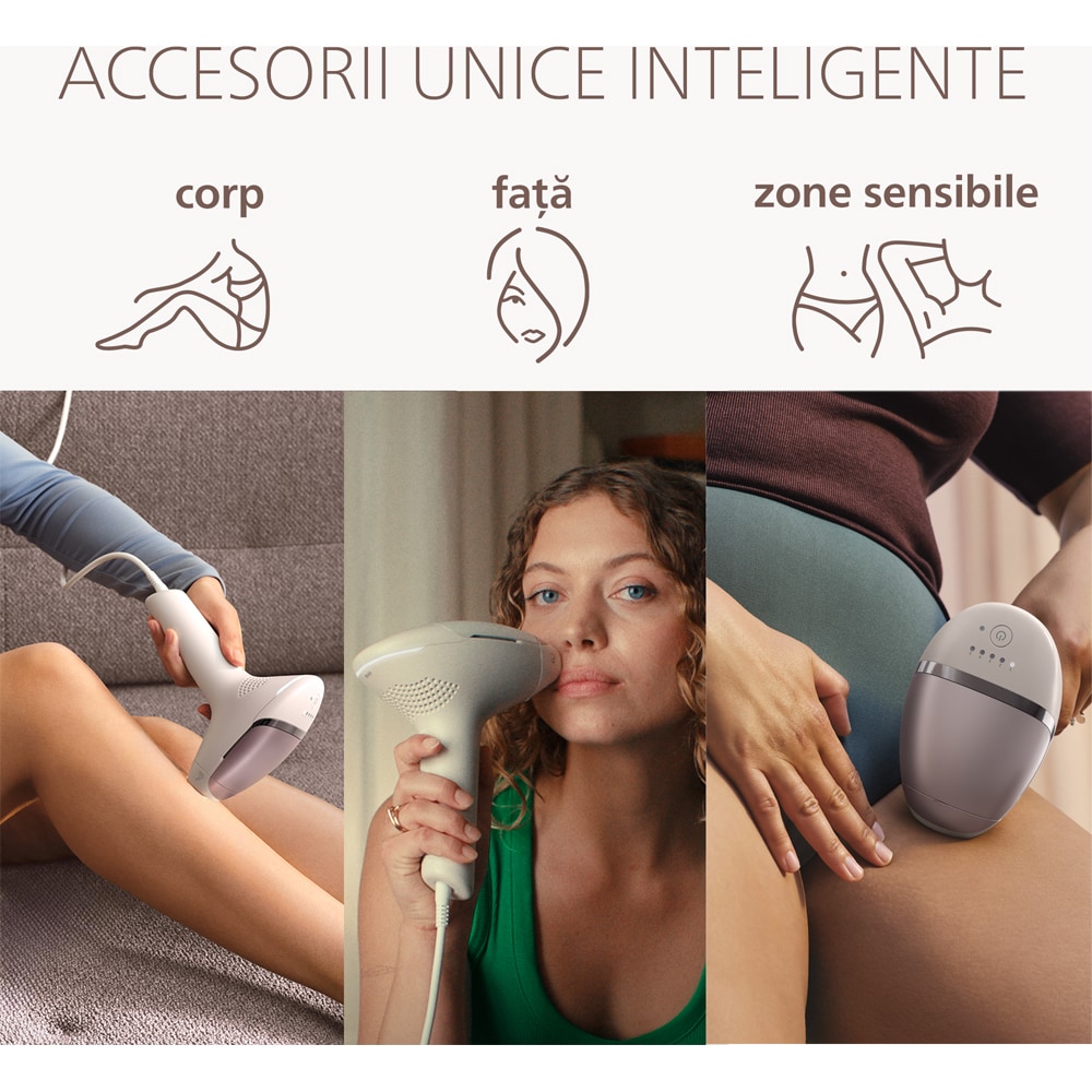 Epilator IPL PHILIPS Lumea Seria 9000 BRI938/00, 500.000 de impulsuri, 3 accesorii, roz