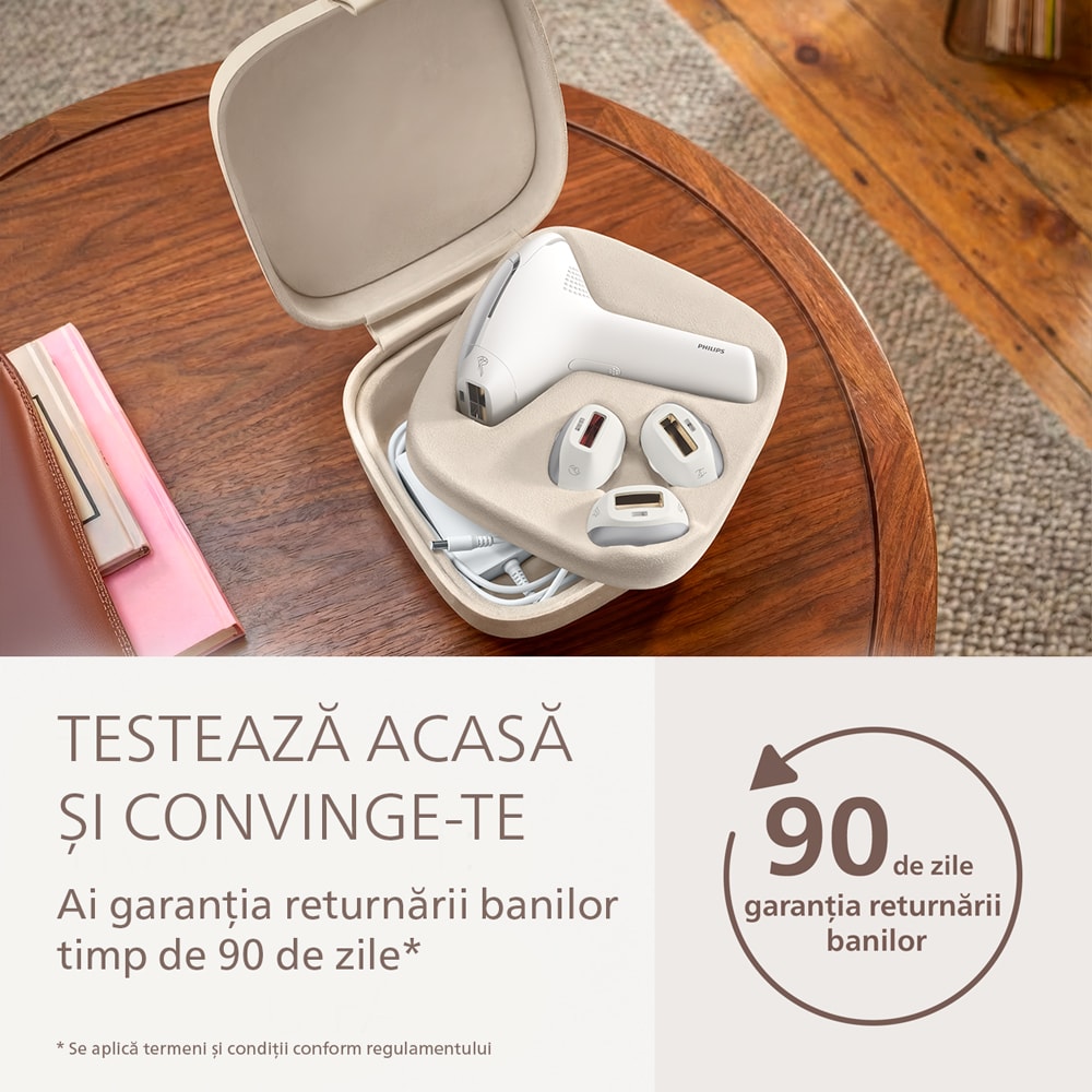Epilator IPL PHILIPS Lumea Seria 9000 BRI983/00, 500.000 de impulsuri, 4 accesorii, roz