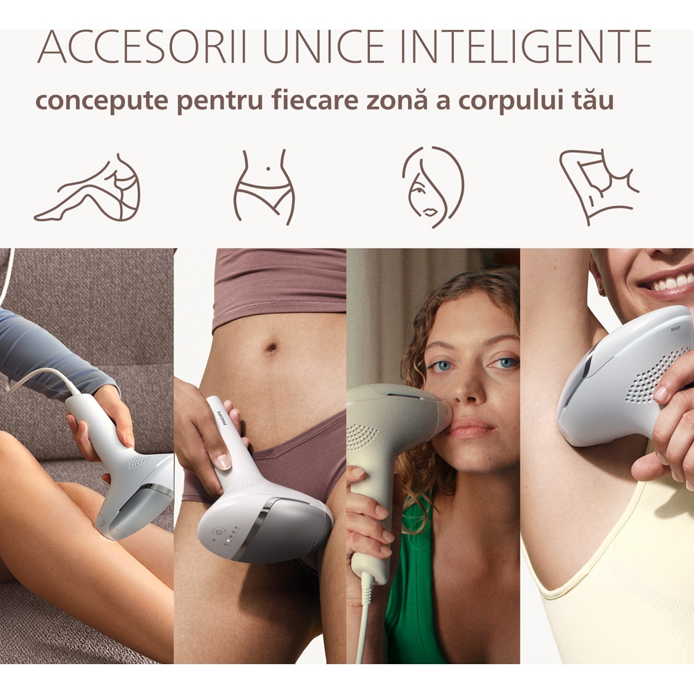 Epilator IPL PHILIPS Lumea Seria 9000 BRI983/00, 500.000 de impulsuri, 4 accesorii, roz