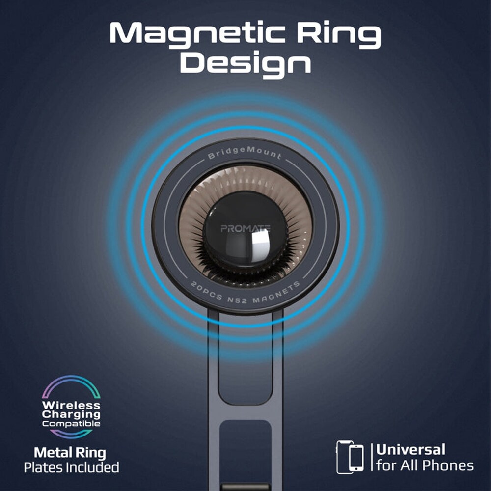 Suport auto PROMATE BridgeMount, ventilatie, MagSafe, negru