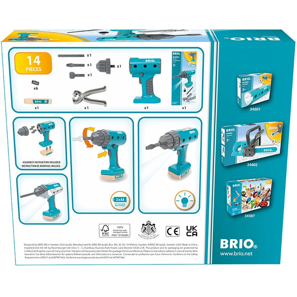 Jucarie de rol BRIO Bormasina cu accesorii BRIO6008, 3 ani+, albastru-gri
