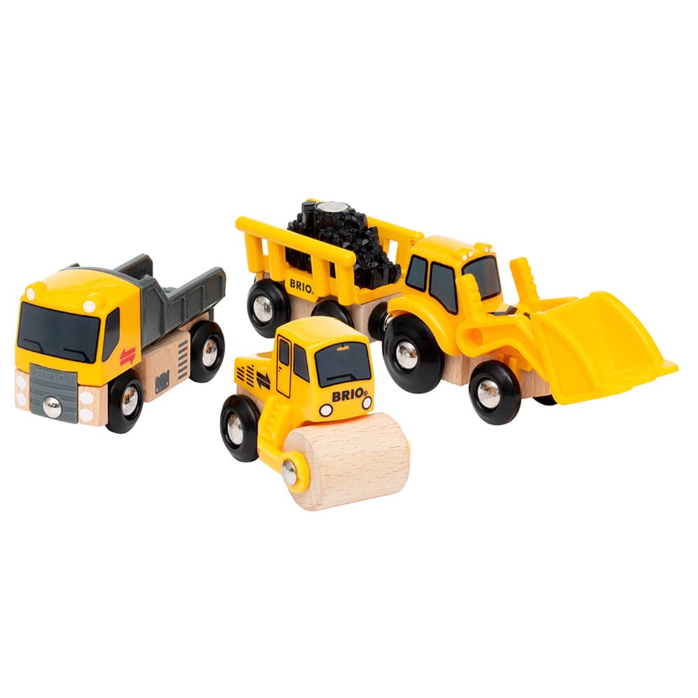 Set 3 masinute BRIO Vehicule constructii BRIO6580, 3 ani+, galben-negru