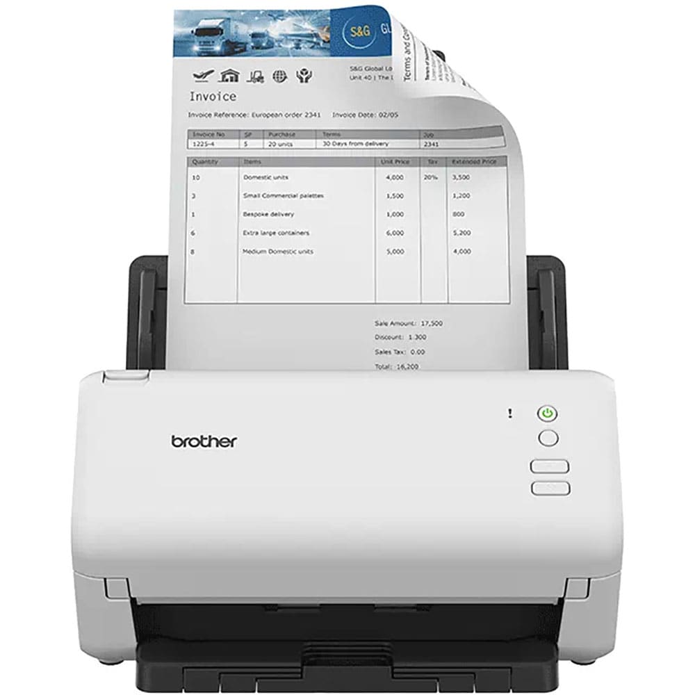Scanner Brother ADS-4100, A4, USB, Retea, alb