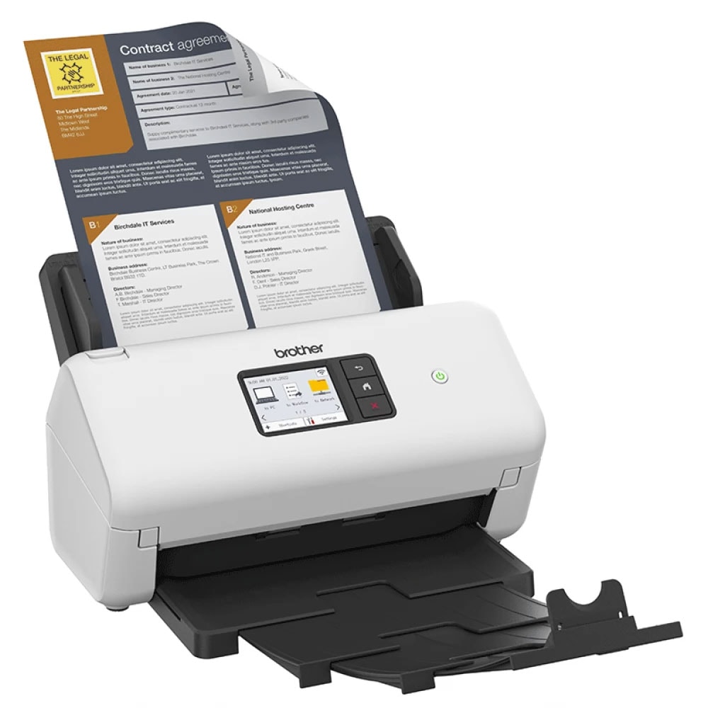 Scanner BROTHER ADS-4500W, A4, USB, Retea, alb