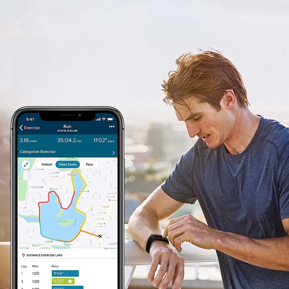 Bratara fitness FITBIT Charge 4, Android/iOS, Storm Blue / Black