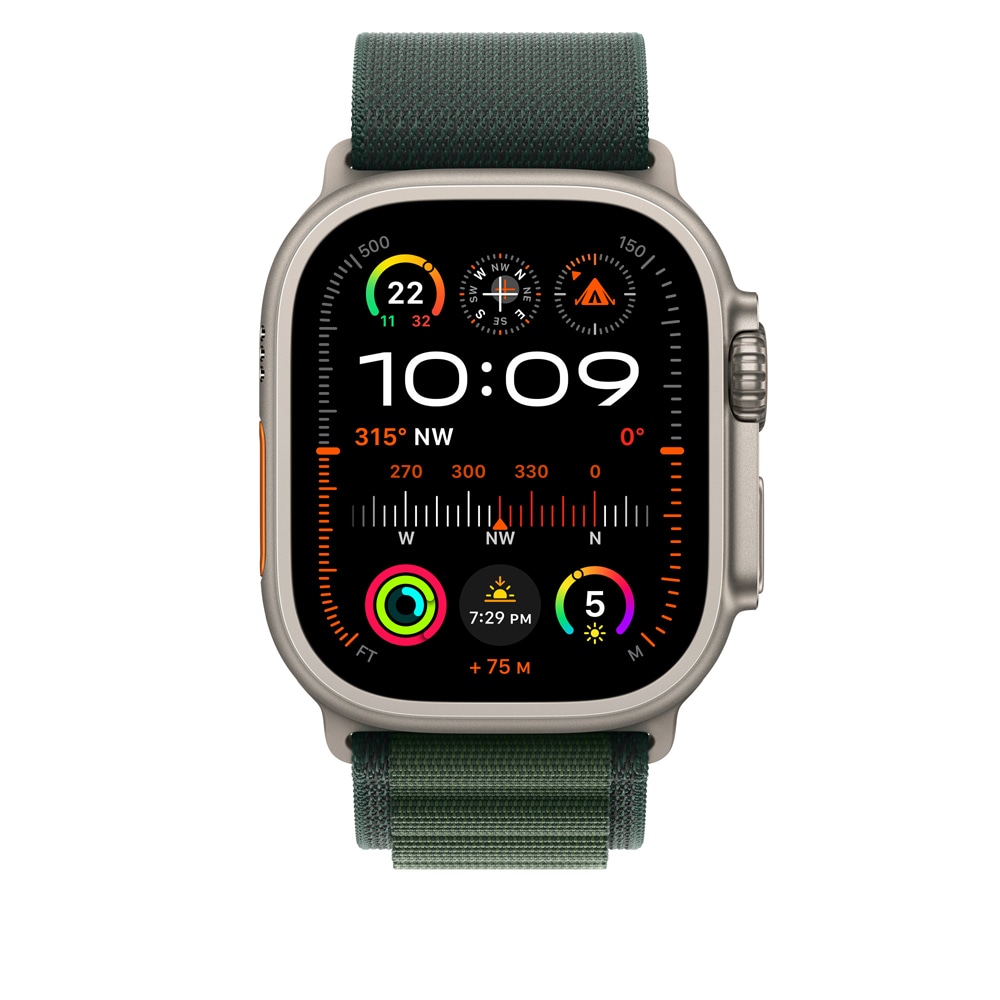 Bratara pentru APPLE Watch 49mm Dark Green Alpine Loop Medium Natural Titanium Finish, MXMV3ZM/A