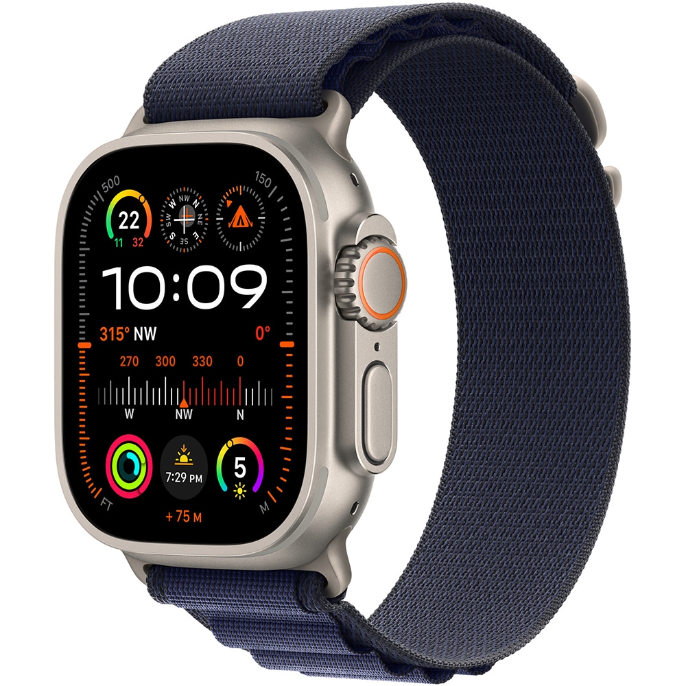 Bratara pentru APPLE Watch 49mm Navy Alpine Loop Medium Natural Titanium Finish, MXMY3ZM/A