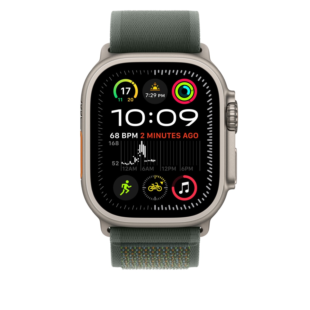 Bratara pentru APPLE Watch 49mm Green Trail Loop - S/M - Natural Titanium Finish, MXTN3ZM/A
